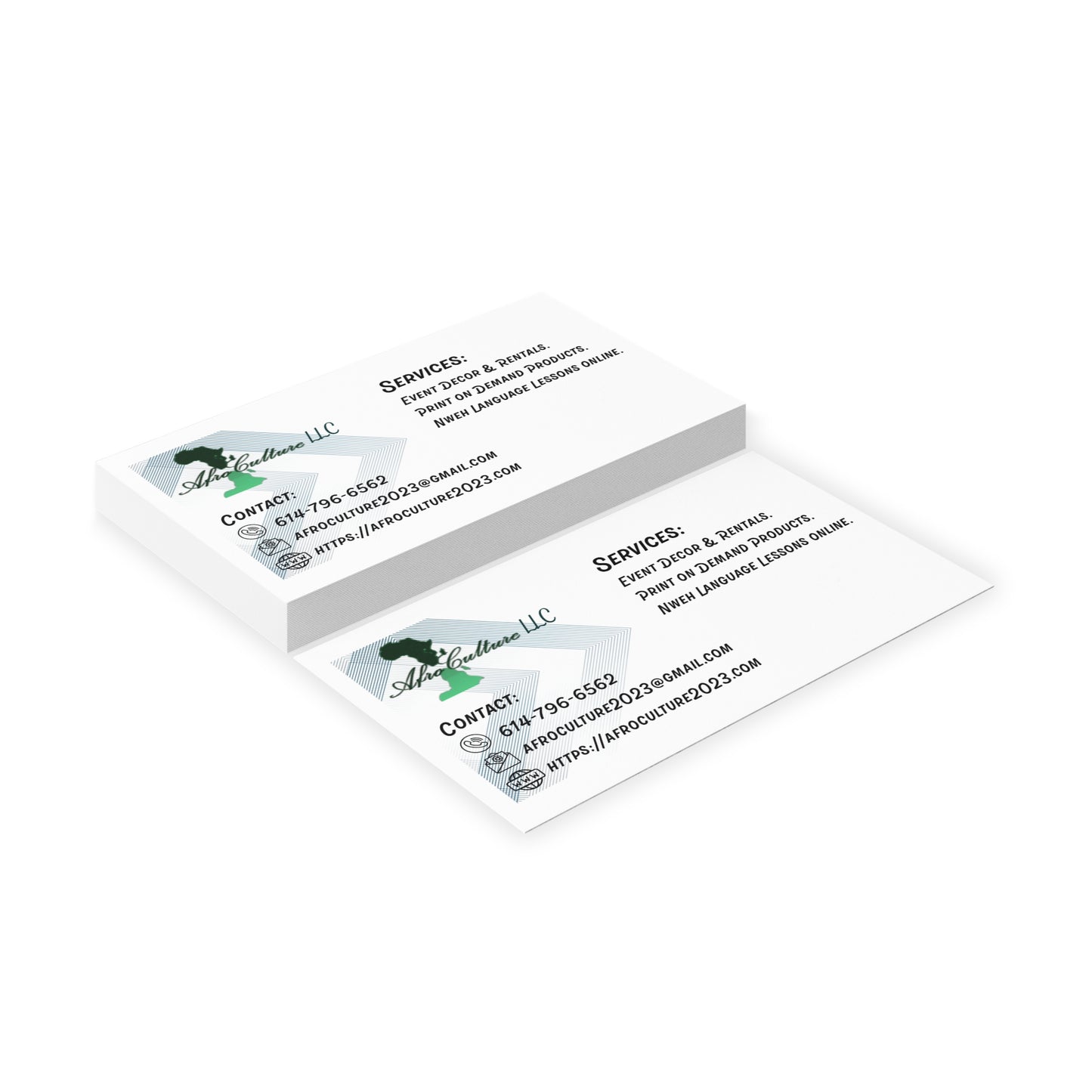 Afroculture LLC Business Card - Custom Made Sample