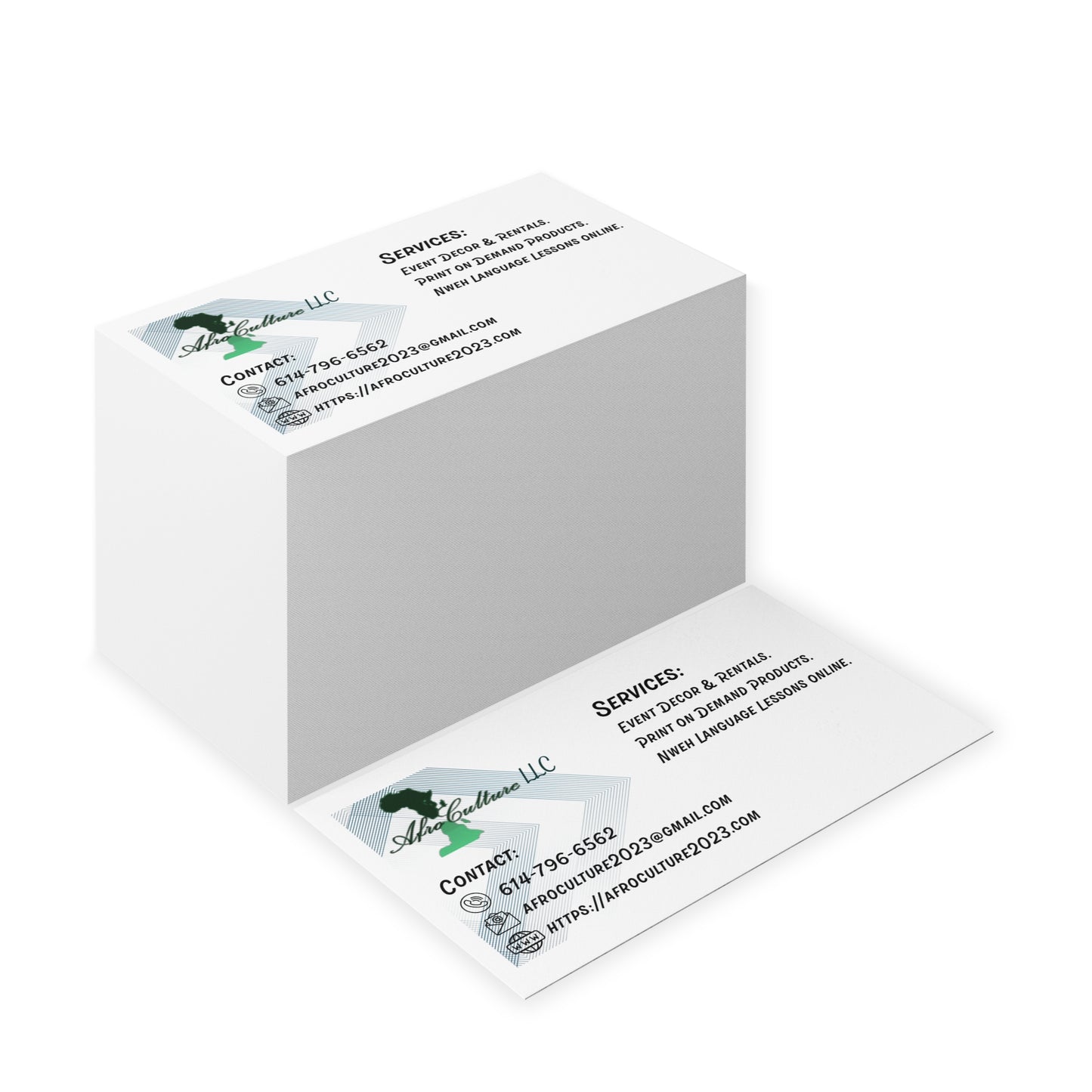 Afroculture LLC Business Card - Custom Made Sample