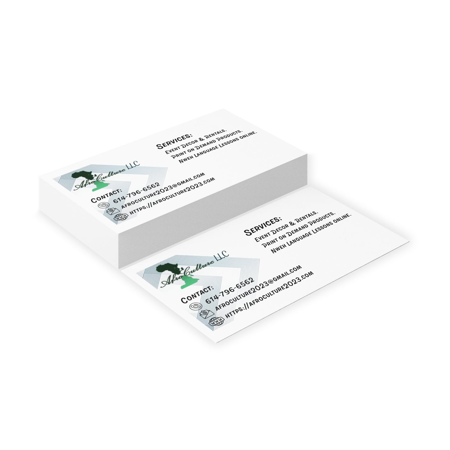 Afroculture LLC Business Card - Custom Made Sample