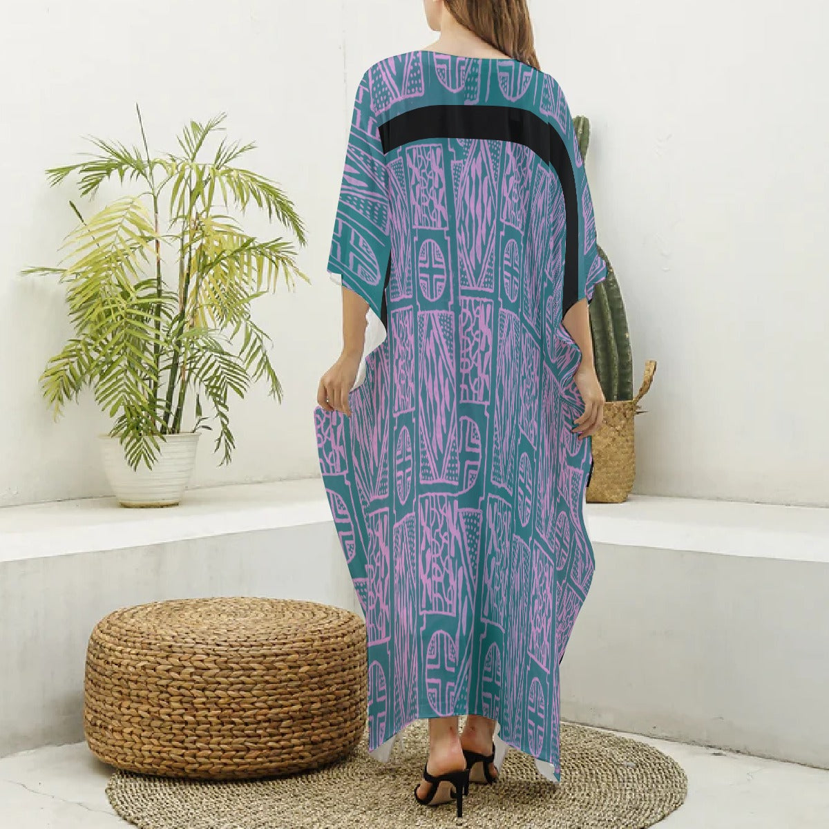 Women's Faux Silk V-neck Kaftan Robe