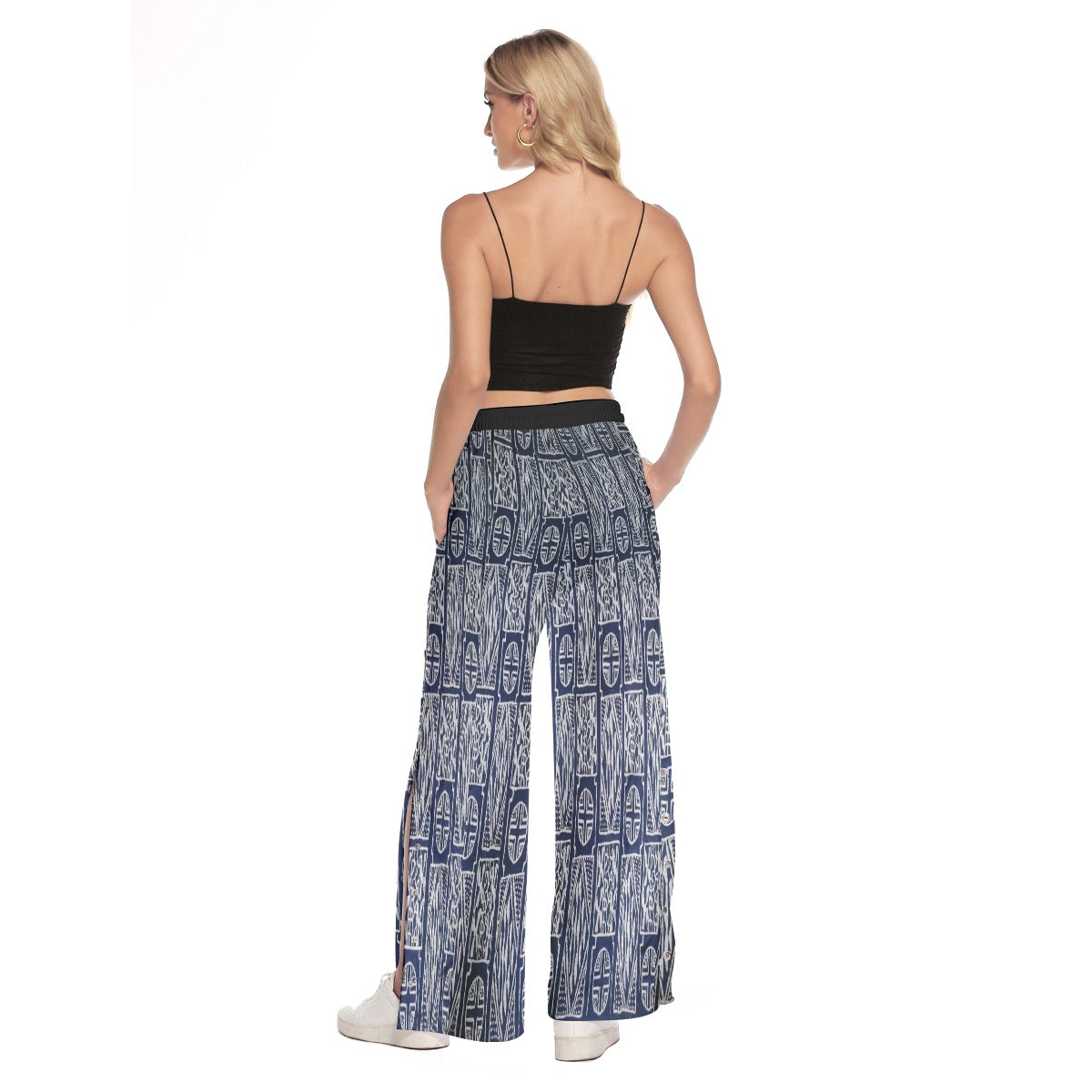 Women's Side Slit Snap Button Trousers