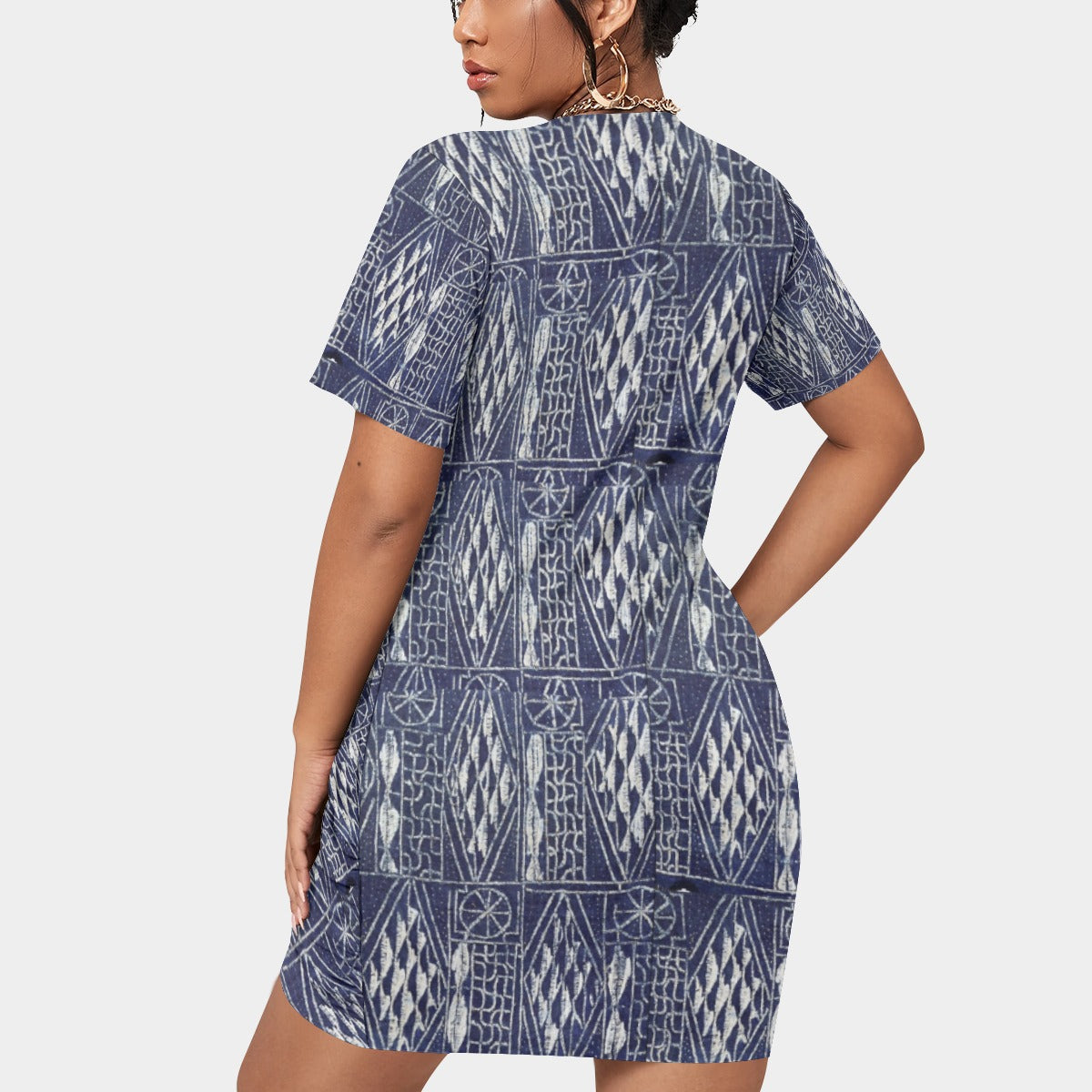 Women’s Stacked Hem Dress With Short Sleeve(Plus Size)