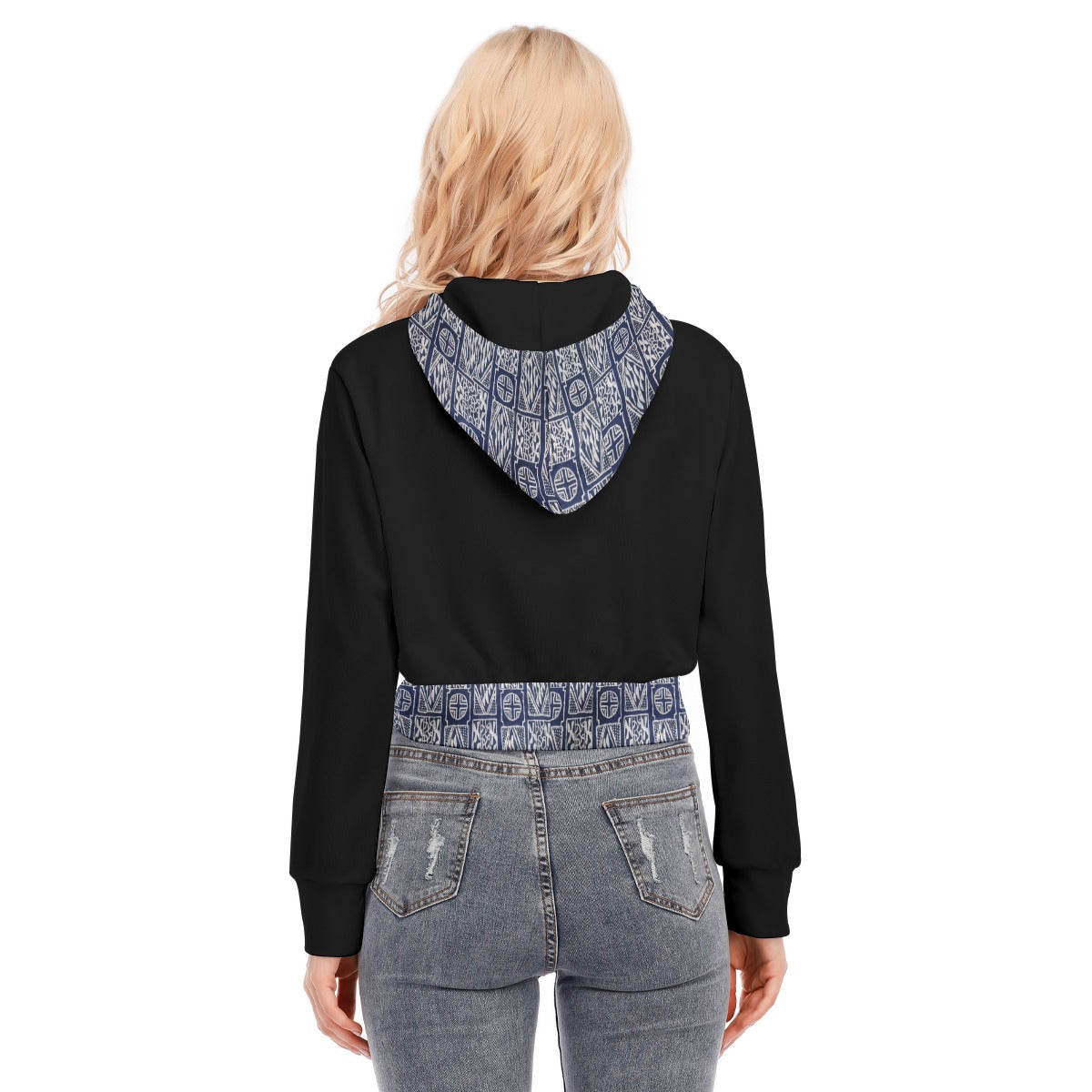 Ladies Crop Top Hoodie With Zipper Closure