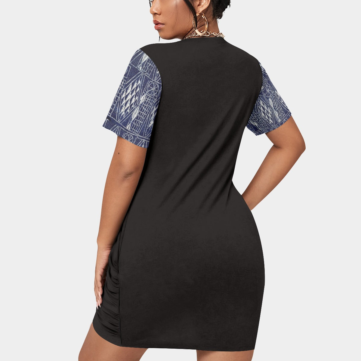 Women’s Stacked Hem Dress With Short Sleeve(Plus Size)