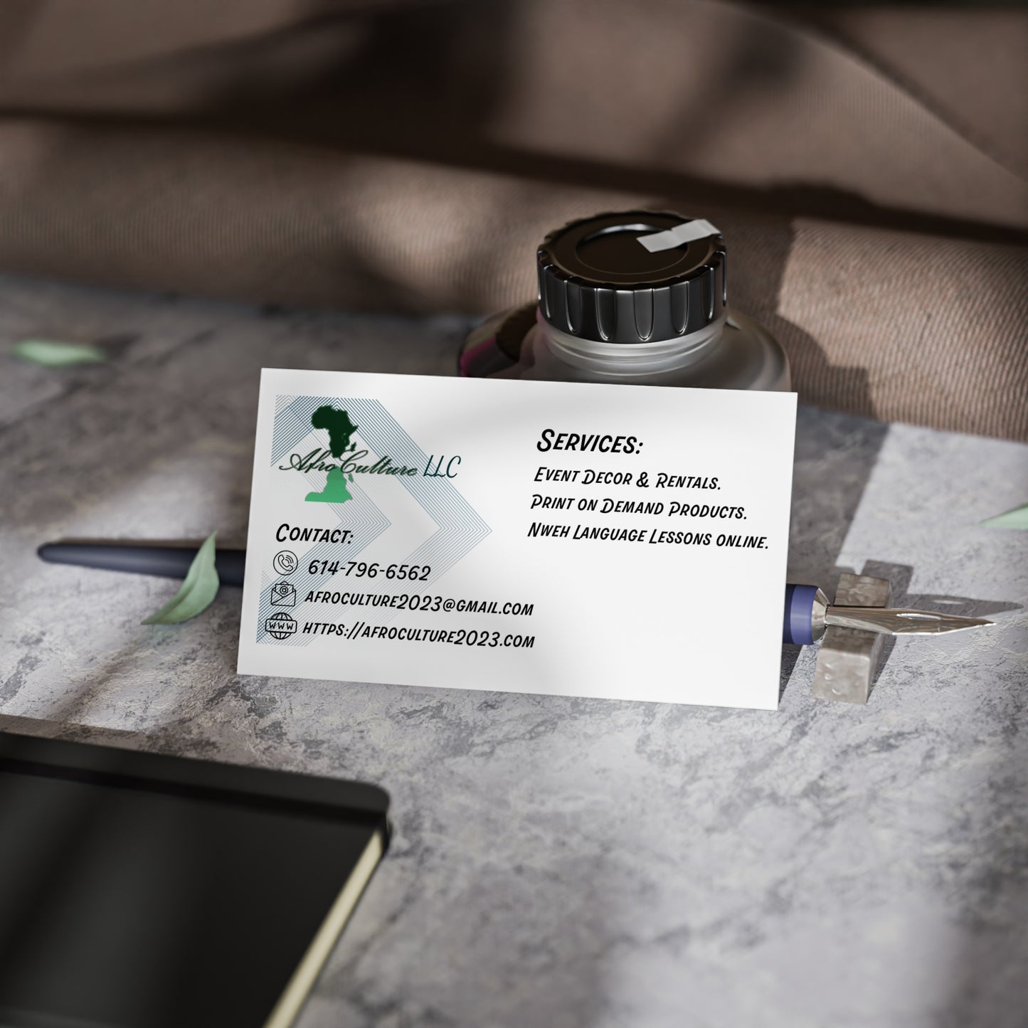 Afroculture LLC Business Card - Custom Made Sample