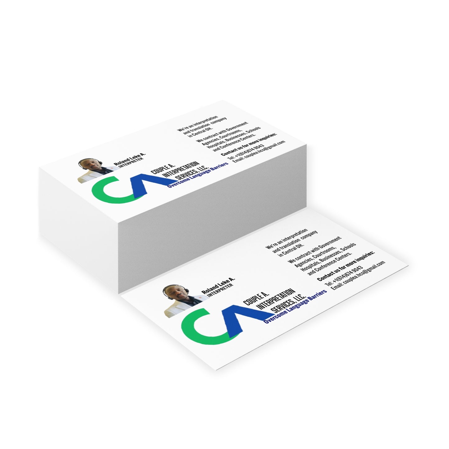 Leke's Business Card for Interpretation Services - Custom Design
