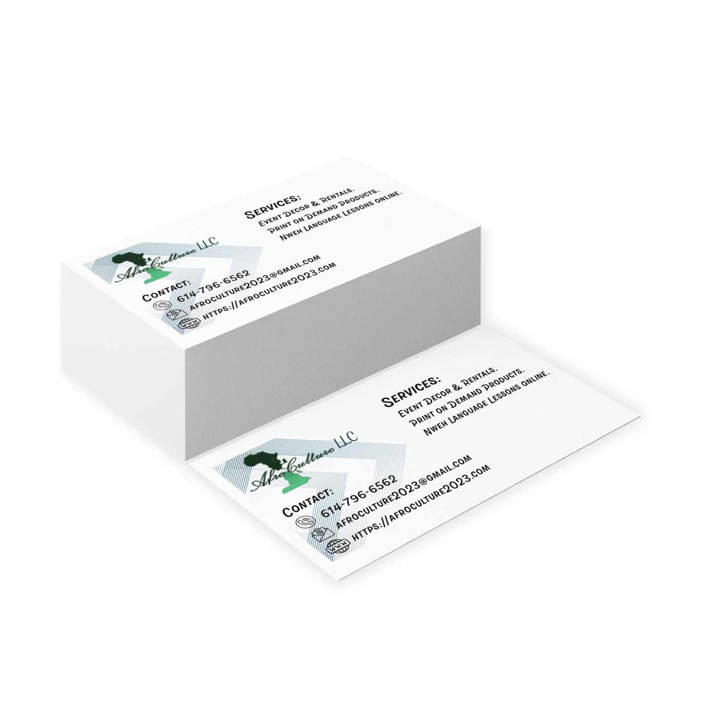 Afroculture LLC Business Card - Custom Made Sample