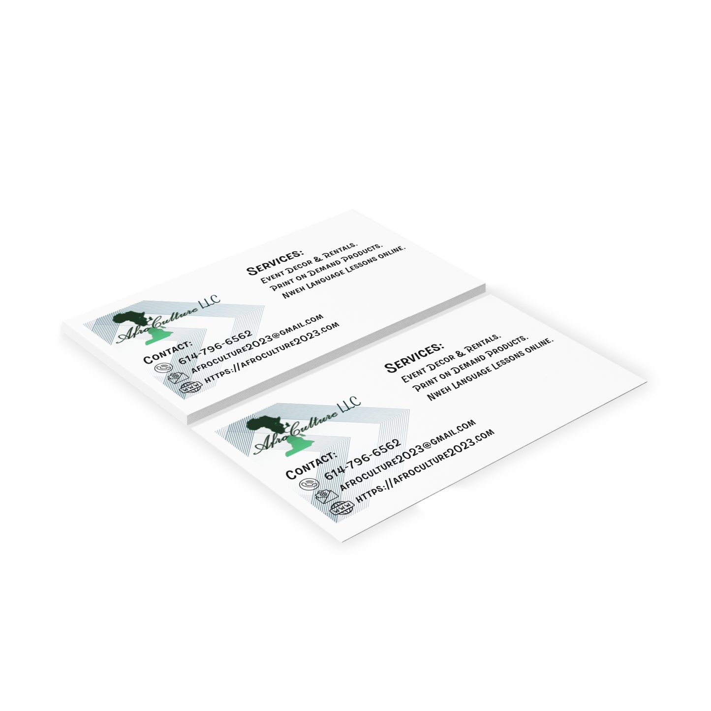 Afroculture LLC Business Card - Custom Made Sample