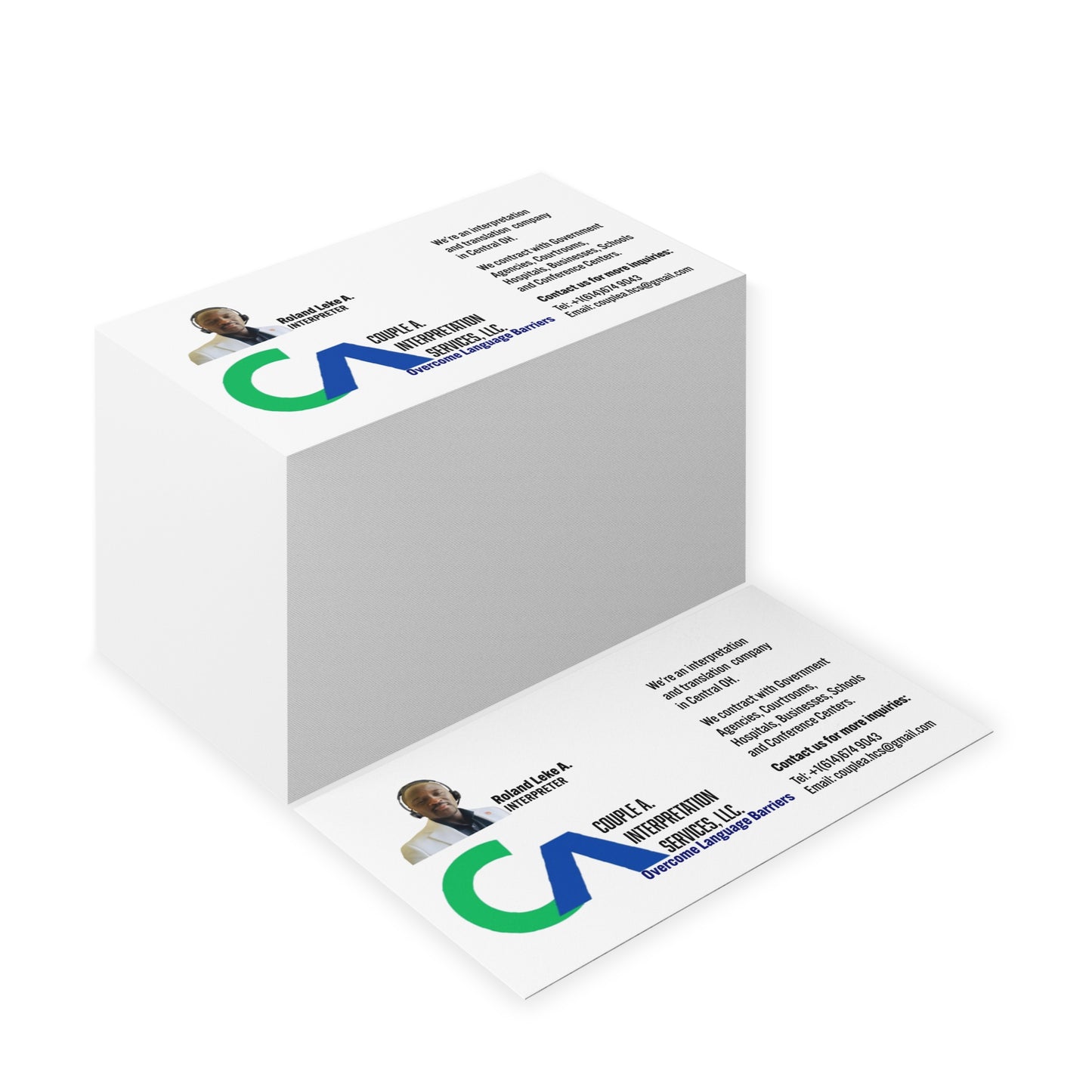 Leke's Business Card for Interpretation Services - Custom Design