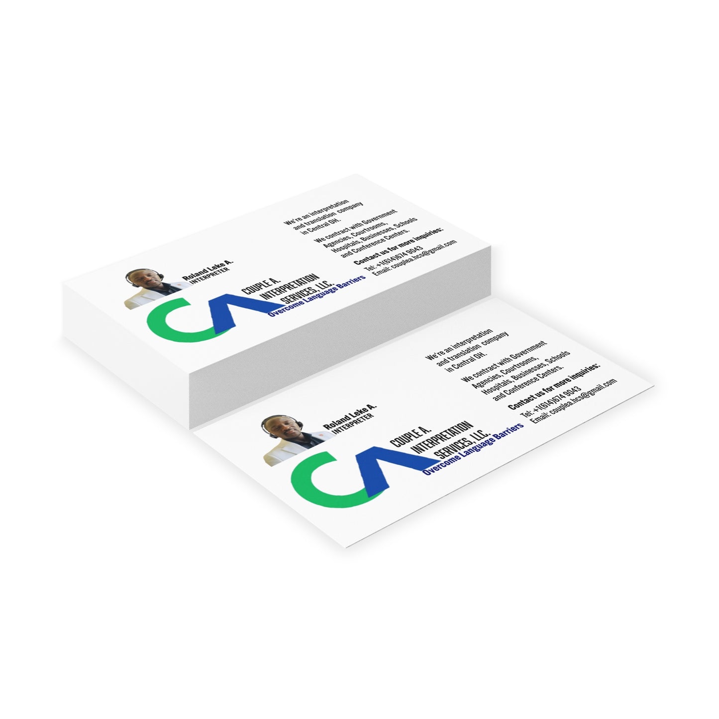 Leke's Business Card for Interpretation Services - Custom Design