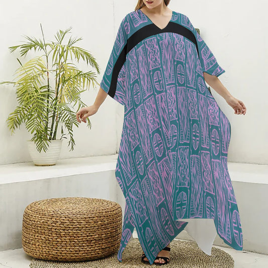 Women's Faux Silk V-neck Kaftan Robe