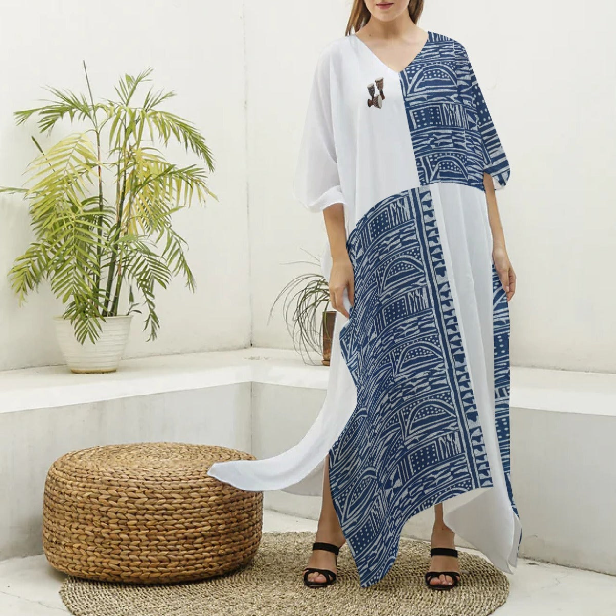 Women's Silky V-neck Kaftan Robe