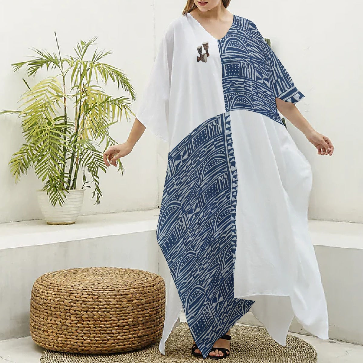 Women's Silky V-neck Kaftan Robe