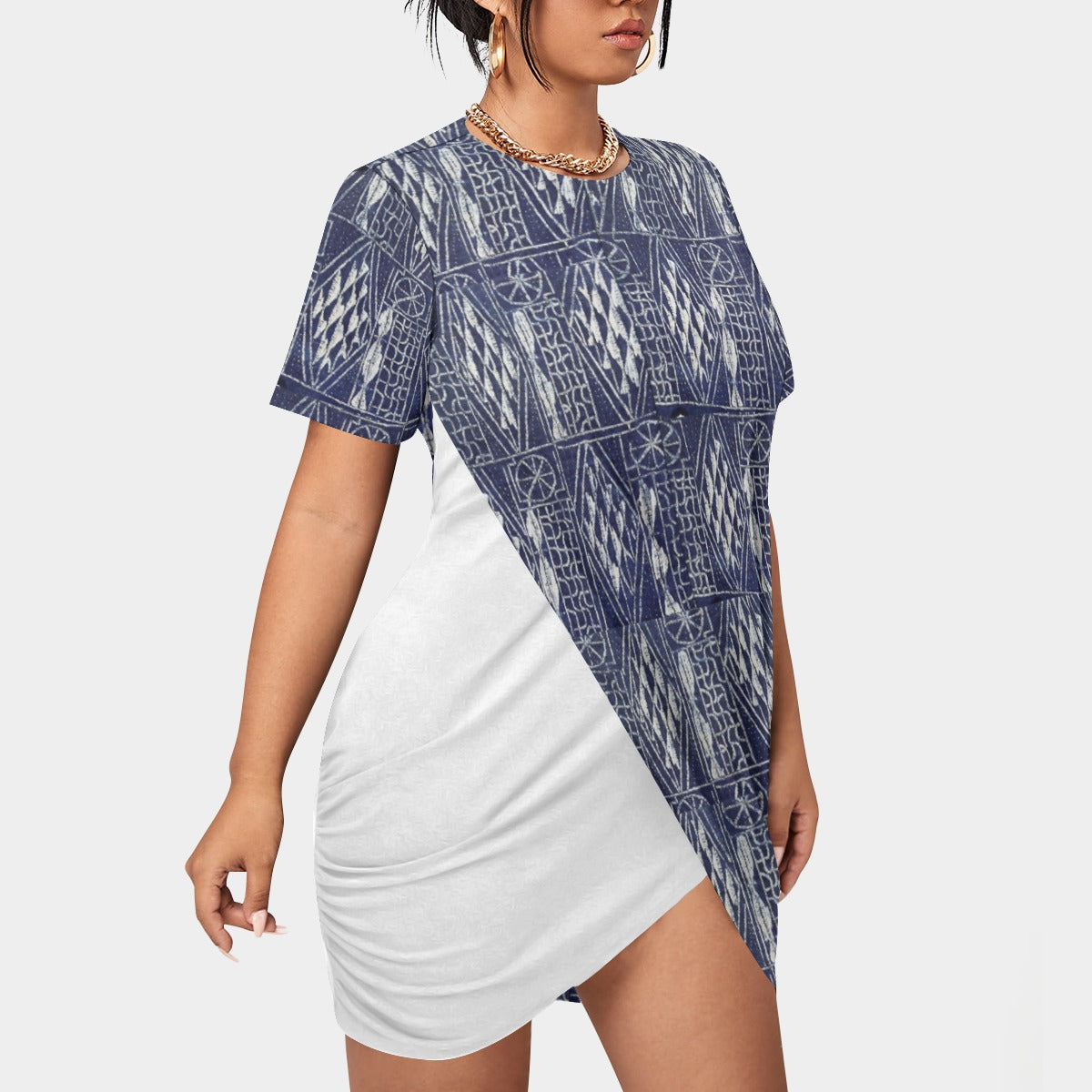 Women’s Stacked Hem Dress With Short Sleeve（Plus Size）