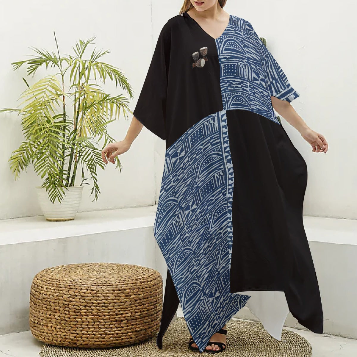 Women's Silky V-neck Kaftan Robe