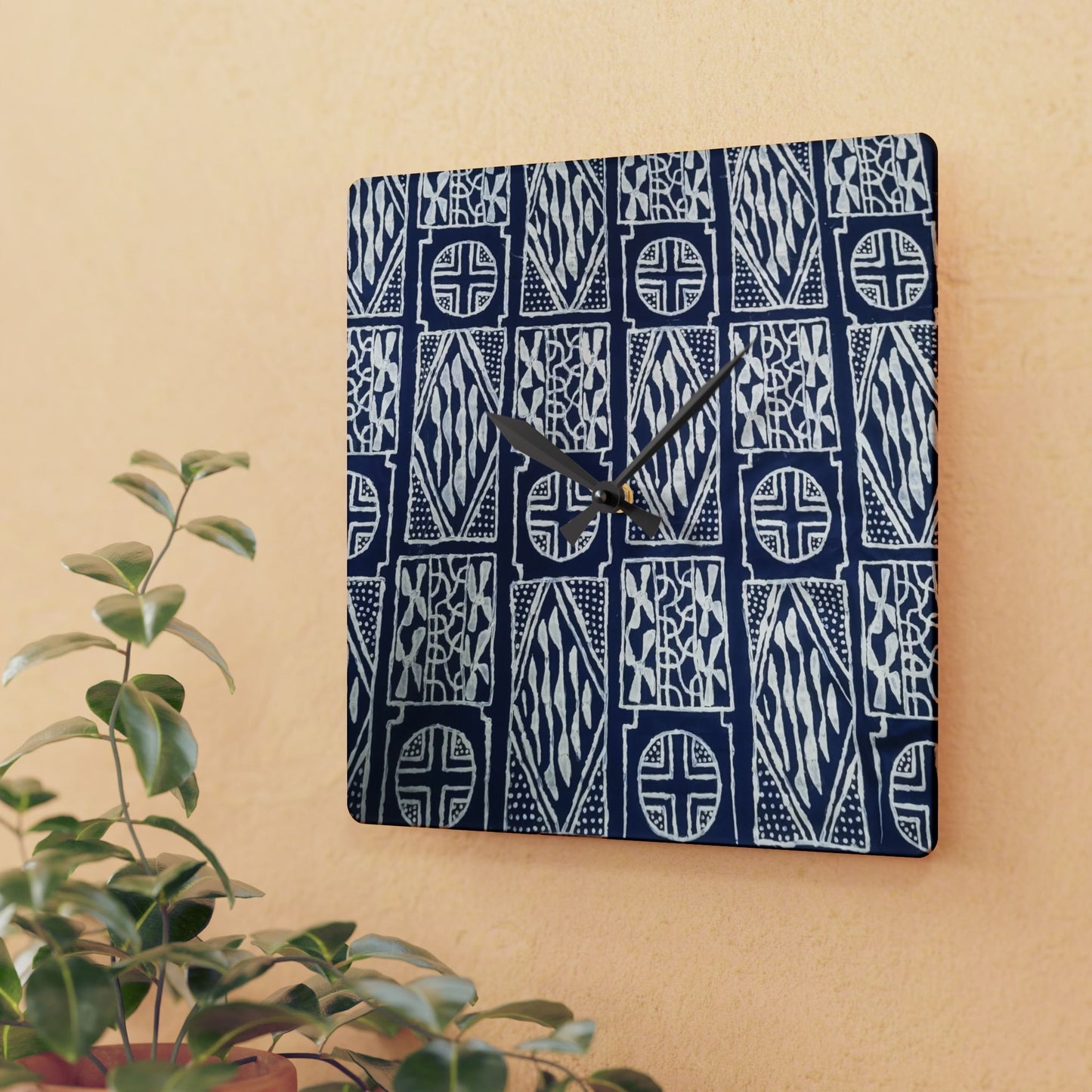 Blue Pattern Acrylic Wall Clock – Timeless Home Decor