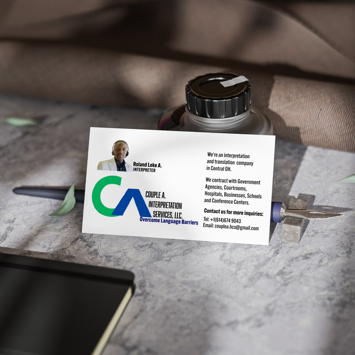 Leke's Business Card for Interpretation Services - Custom Design