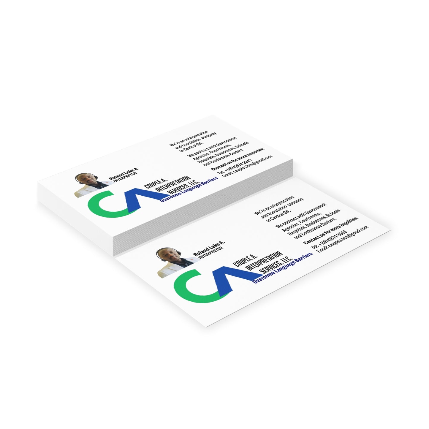 Leke's Business Card for Interpretation Services - Custom Design